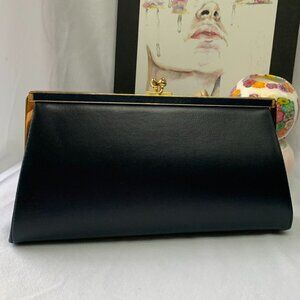 Vtg Dark Blue Clutch Purse with handle